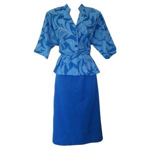 1970s vintage plus size blue peplum dress 1x xl